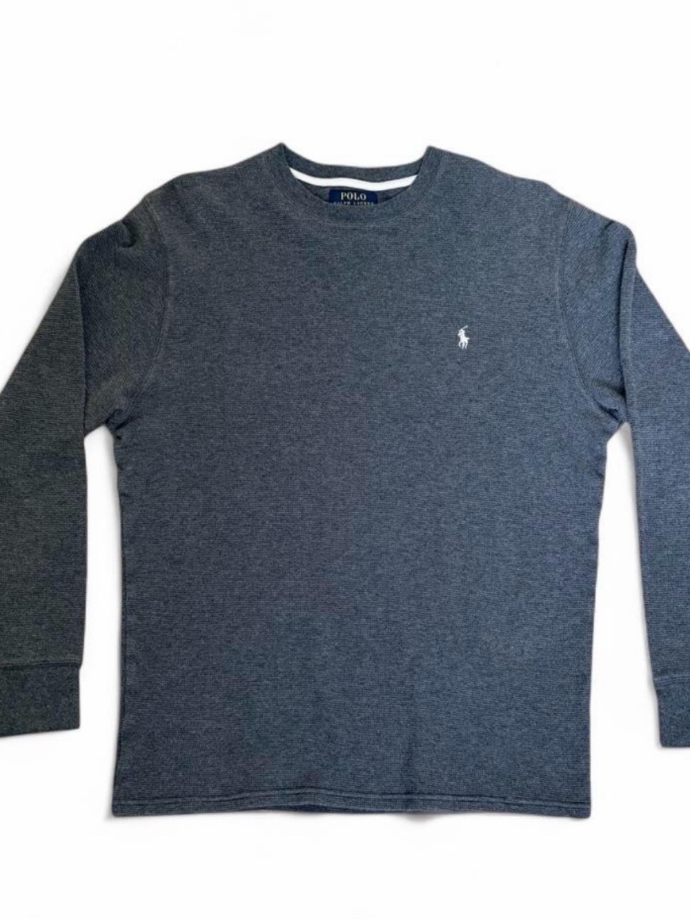 Polo Ralph Lauren men’s thermal dark heather gray long sleeve crew neck shirt. L